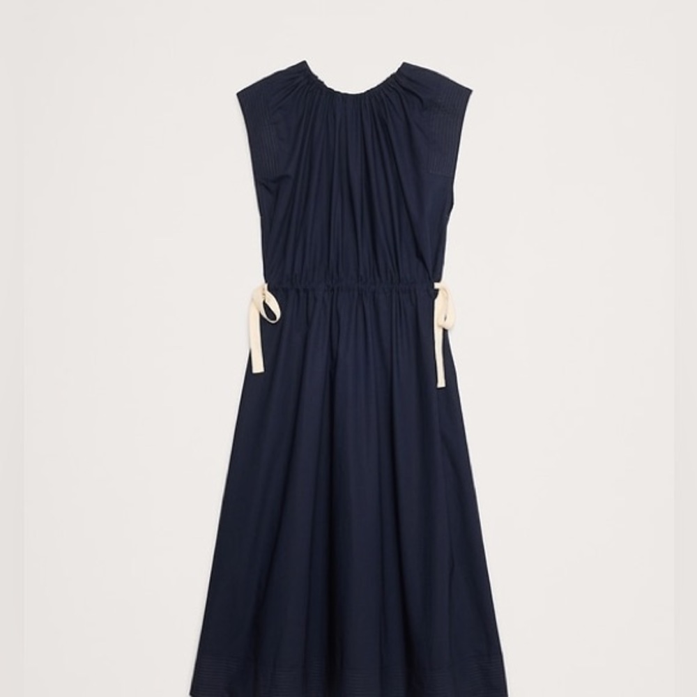 Banana Republic COTTON POPLIN TIE-WAIST MIDI DRESS